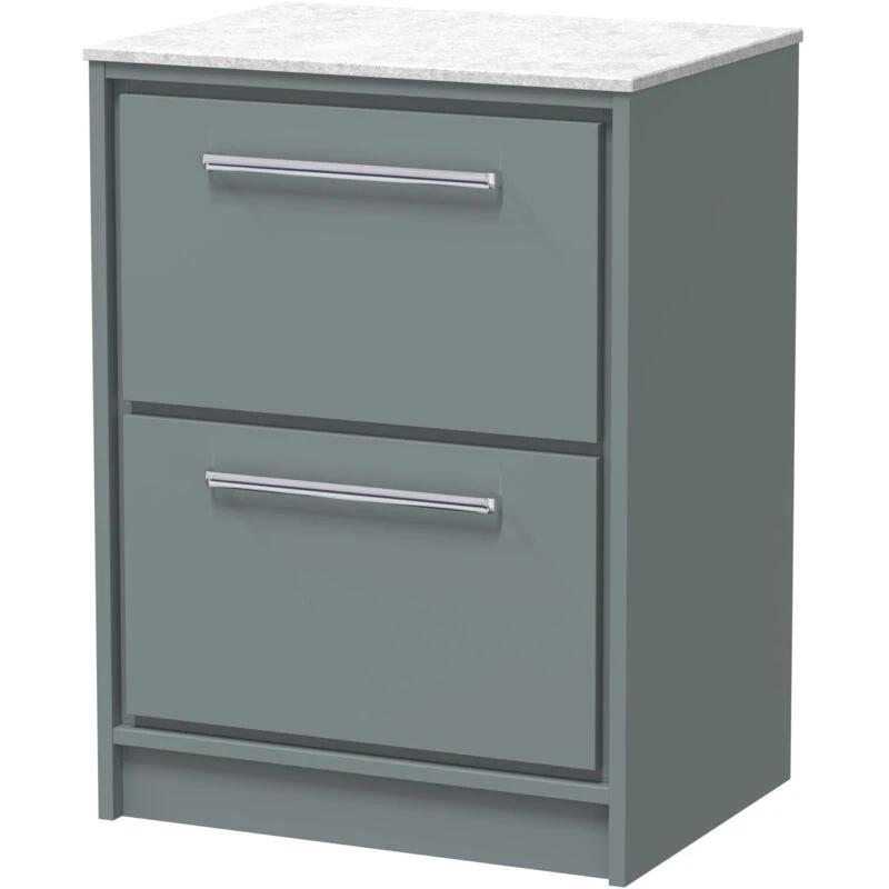 Image of Balterley 600mm Floor Standing 2-Drawer Vanity & Marble Worktop - Coastal Grey Grey Unisex