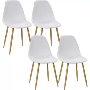 Image of Dining Chairs Set of 4 w/ Curved Back, Metal Legs for Living Room White - Homcom
