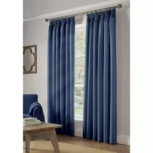 image of Alan Symonds - 100% Blackout Eyelet Ring Top Curtains Blue 41 x 54 - Blue