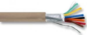 Image of CQR Brown 0.182mm 8 Core 4 Pair Round Professional Screened Copper PVC Intruder Burglar Alarm Security Cable - 1 Meter