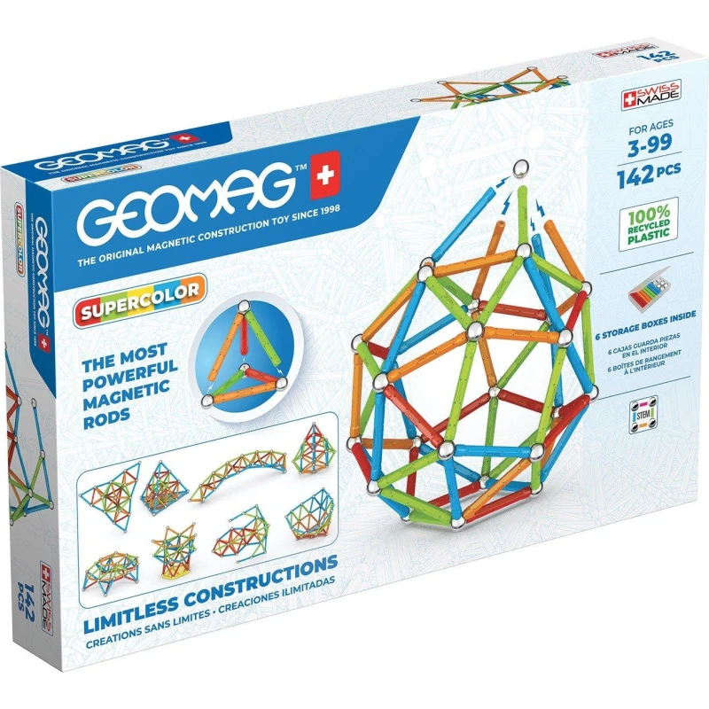 Image of Geomag Magnetic Supercolor - 142 Pieces, Multi 386