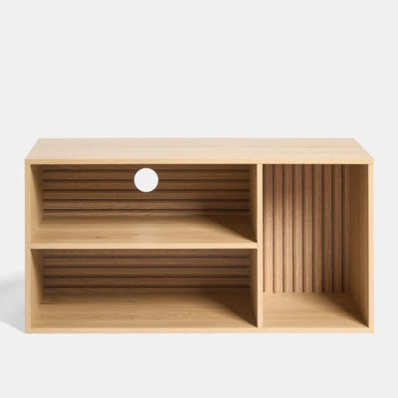Image of OHS OHS Dallas 3 Cube Wood Effect TV Unit Storage Shelf in Natural Natural One Size Unisex 5027434229802