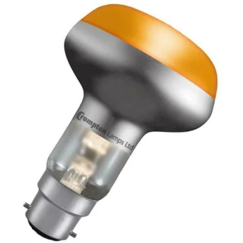 image of Crompton - Lamps 60W R80 Reflector BC-B22d Dimmable Amber 60° 175lm BC Bayonet B22 Incandescent Coloured Light Bulb