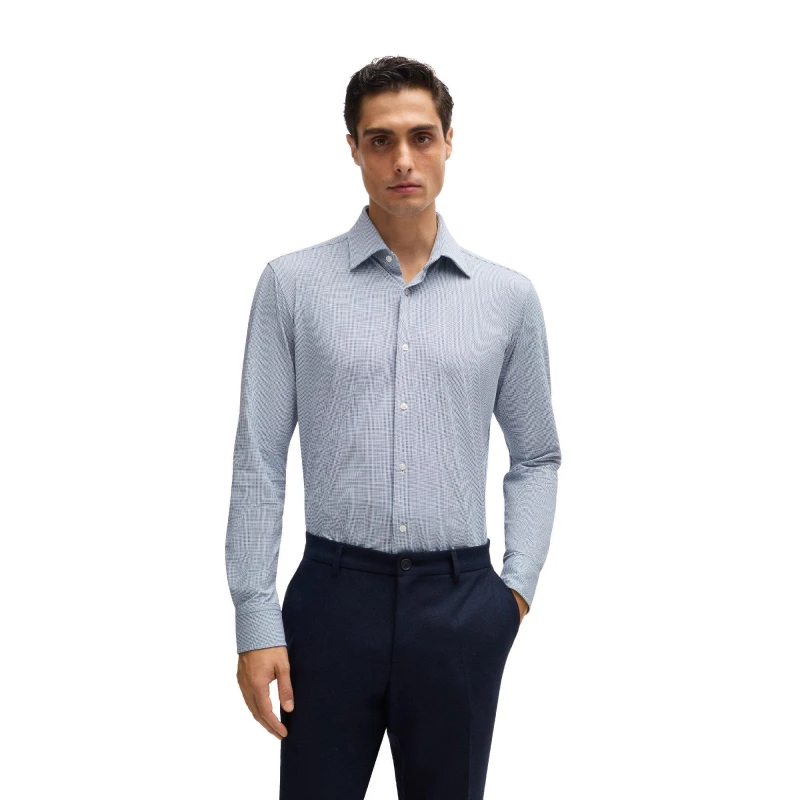 Image of Boss Mens P Joe Kent Long Sleeve Oxford Shirt Blue male 15 inch