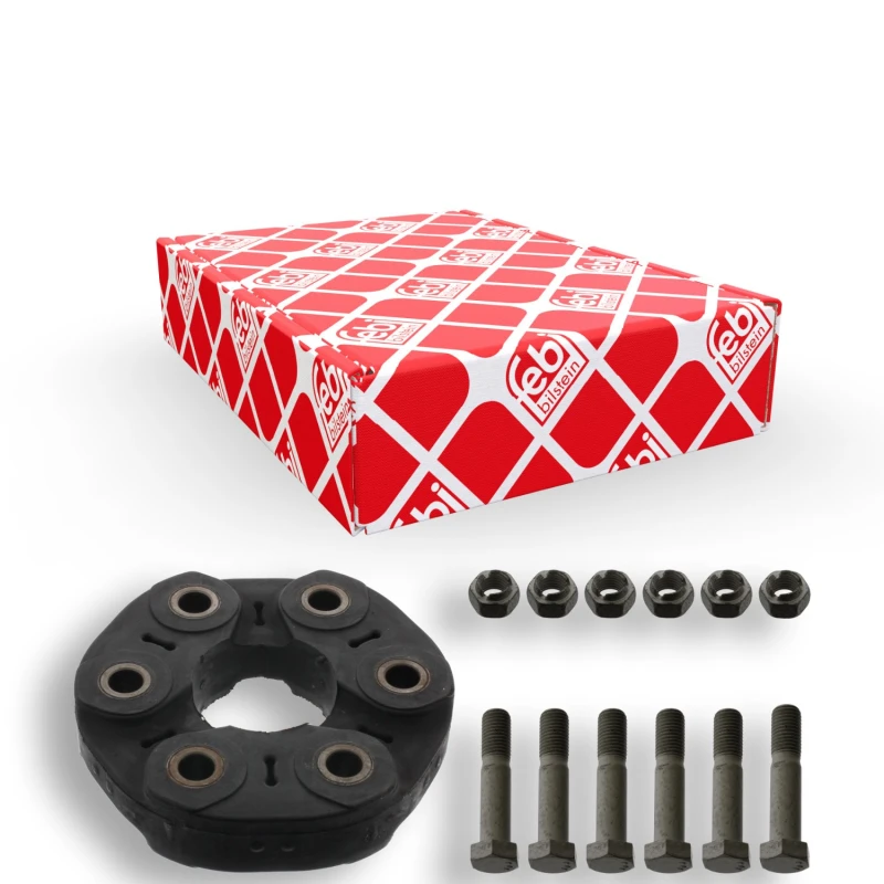 Image of FEBI BILSTEIN 43470 Drive Shaft Coupler with bolts/screws, with nuts, Bolt Hole Circle Ø: 96mm Elastomer Joint,propeller shaft (1427)