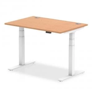 image of Trexus Sit Stand Desk With Cable Ports White Legs 1200x800mm Oak Ref