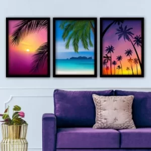 image of 3SC130 Multicolor Decorative Framed Painting (3 Pieces)