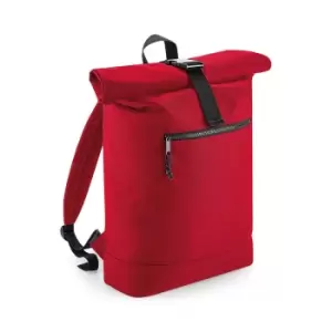 image of BagBase Unisex Recycled Roll-Top Backpack (One Size) (Classic Red)