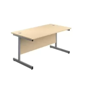 Image of 1200 X 600 Single Upright Rectangular Desk Maple-Silver