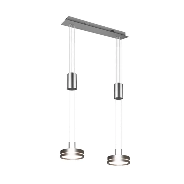 Image of Franklin Modern 2 Light 9W LED Pendant Ceiling Light Nickel Matt 3000K