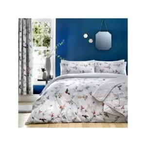 image of Dreams & Drapes Mansfield Floral Print Reversible Duvet Cover Set, Grey, Double