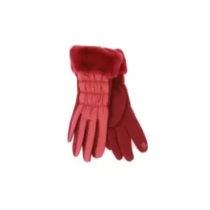 image of Eastern Counties Leather Womens/Ladies Giselle Faux Fur Cuff Gloves (One size) (Wine)