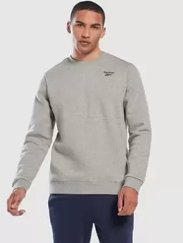 Image of Reebok Identity Left Chest Logo Crew Sweat Top - Medium Grey Heather Size XL Men