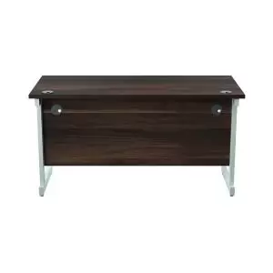 image of Jemini Single Rectangular Desk 1400x600x730mm Dark WalnutWhite