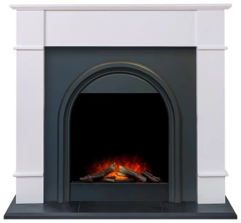 image of Adam Chesterfield Electric Fire Suite-White & Charcoal Grey