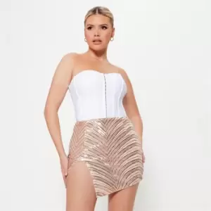 Image of I Saw It First Sequin Mesh Split Hem Mini Skirt - Metallics