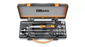 image of Beta Tools 910AS/C13 18pc 3/8" Sq Dr Imperial/AF Bi-Hex Socket & Accessory Set