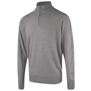 Image of Island Green Supersoft 1/4 Zip Knit - Light Grey Marl - L