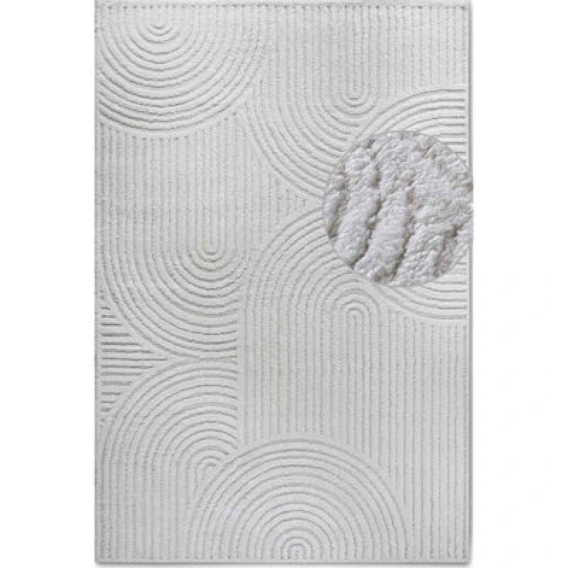 Image of The Rugs Chappe High Pile Rug Runner Soft Geometric Polyester Shaggy Rug In White