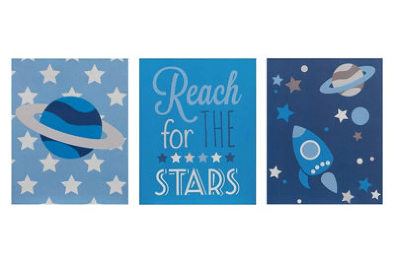 Image of Orsina Premier Kids Kids Set Of 3 Reach For The Stars Wall Plaques