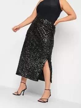 Image of Yours Sequin Tube Skirt, Black, Size 14, Women