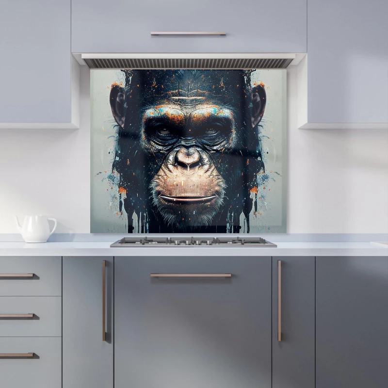 Image of Warren Reed - Designer Gorilla Face Splashart Kitchen Splashback in Brown Size: 600mm x 750mm Brown Unisex 600mm x 750mm