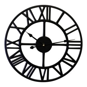 image of Black Metal Roman Numeral Wall Clock 39cm