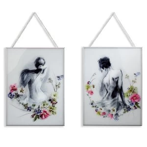 image of Arthouse Adrianna and Sophia Glass Wall Print - Set of 2