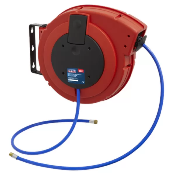 image of Sealey SA894 Retractable Air Hose Reel HD Mechanism 15mtr &#216;8mm ID - PU Hose