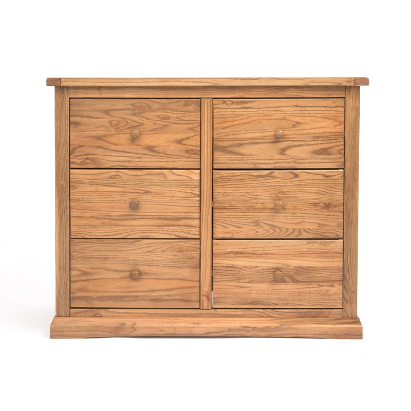 Image of Cabinet Bits Salerno 6 Drawer Chest of Drawers Wood Knob in Natural Natural Unisex