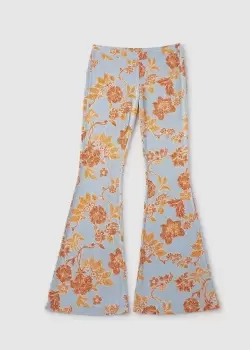 Image of Free People Womens Make A Statement Flare Trousers In Cloud Combo