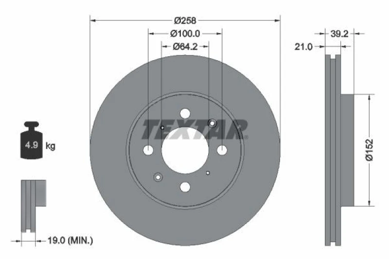 Image of Brake disc TEXTAR 92165903