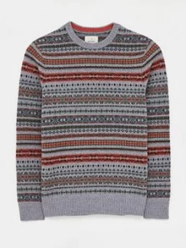 image of White Stuff Byron Pattern Crew - Grey, Size L, Men