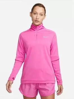 Image of Nike Running Pacer Half Zip Top - Pink, Size L, Women