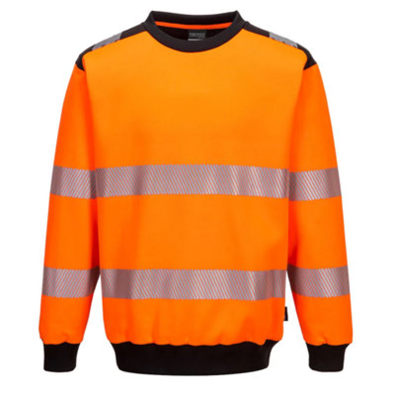 Image of Portwest PW3 Hi Vis Crew Neck Sweatshirt PW379OBRM Colour: Orange / Black