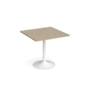 image of Genoa square dining table with white trumpet base 800mm - barcelona walnut