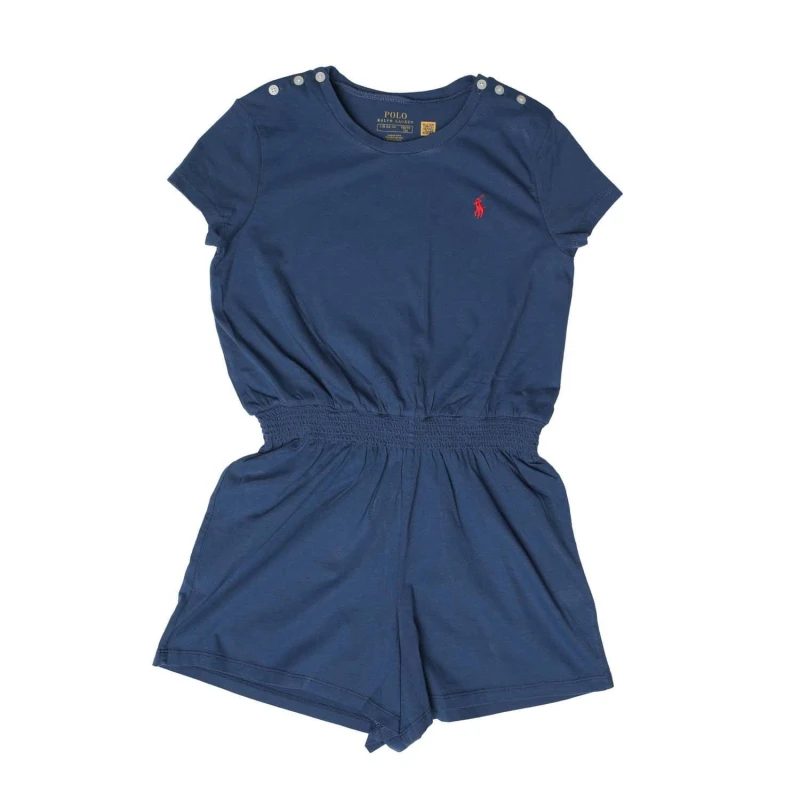 Image of Ralph Lauren Cotton Jersey Playsuit - Blue Blue 7