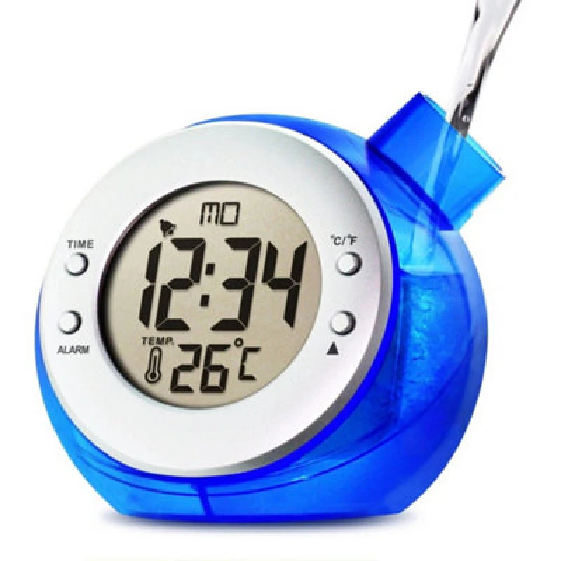 Image of Smart Living Smart Living Kettle Shaped Water Powered Multi Function Digital Desk Clock in Blue Blue One Size Unisex 0632556514559