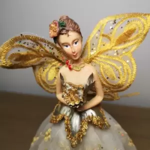 image of 23cm Christmas Tree Topper Angel Fairy Decoration in Champagne Gold