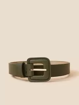 Image of Accessorize Square Buckle Belt, Green Size M Women