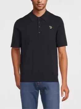 Ps Paul Smith Zebra Short Sleeve Knit Polo Shirt - Dark Blue