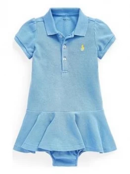 Image of Ralph Lauren Baby Girls Classic Polo Dress - Blue, Size 3 Months