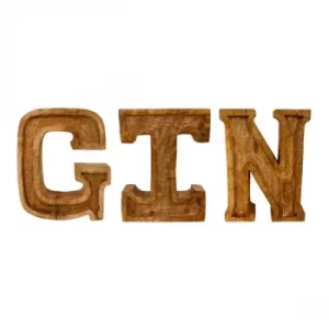 image of Hand Carved Wooden Embossed Letters Gin