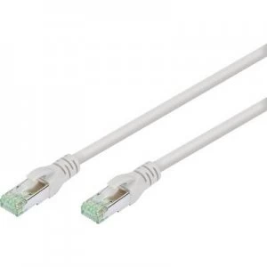 Image of Digitus RJ45 Network cable, patch cable CAT 8.1 S/FTP 0.50 m Grey Flame-retardant, Metal foild shield, Braided shield, Shielded, Halogen-free, Twin sh