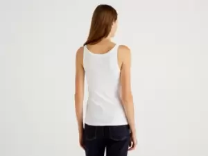 image of Benetton, White Tank Top In Pure Cotton, taglia L, White, Women