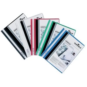 image of Durable DURAPLUS A4 Quotation PVC Folder with Clear Title Pocket Assorted Colours Pack of 25 Folders