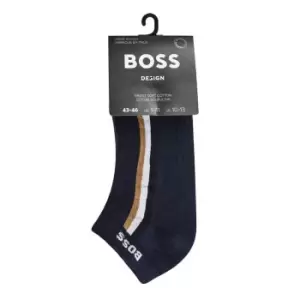 image of Boss Rib Stripe Ankle Socks - Blue