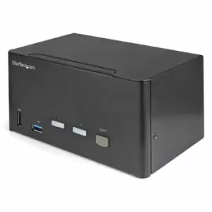 Image of StarTech.com 2 Port Triple Monitor DisplayPort KVM Switch - 4K 60Hz Ultra HD HDR - Desktop DP 1.2 KVM with 2 Port USB 3.0 Hub (5Gbps) & 4x USB 2.0 HID