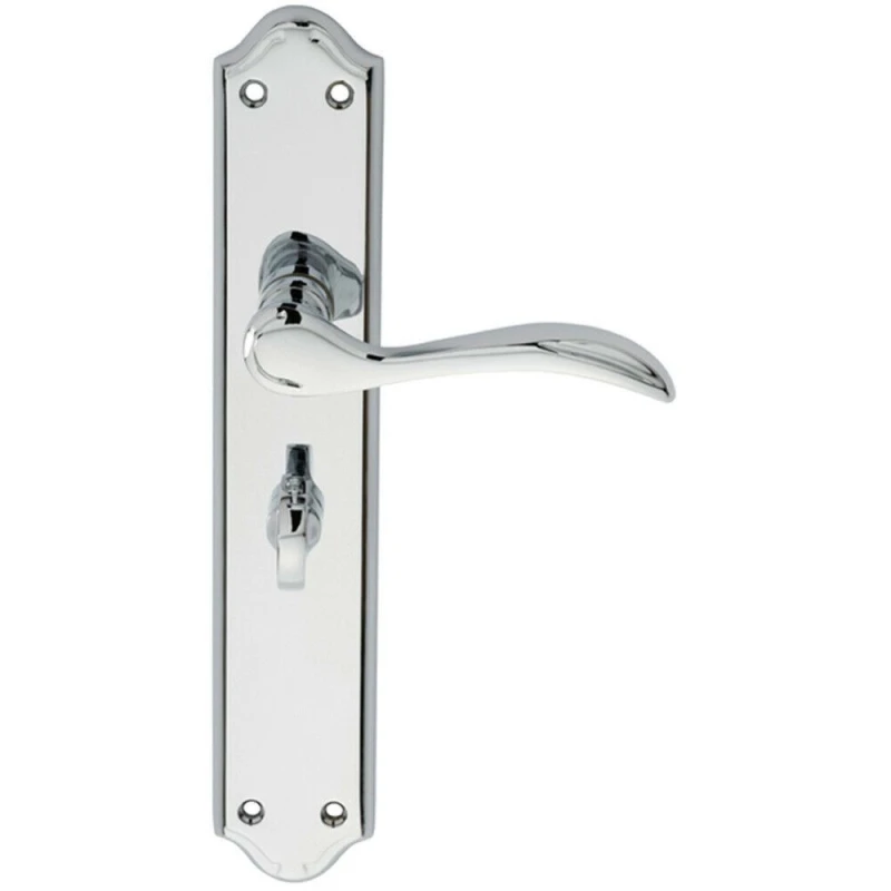Image of Loops PAIR Curved Handle on Long Bathroom Backplate 245 x 45mm Polished Chrome Multi