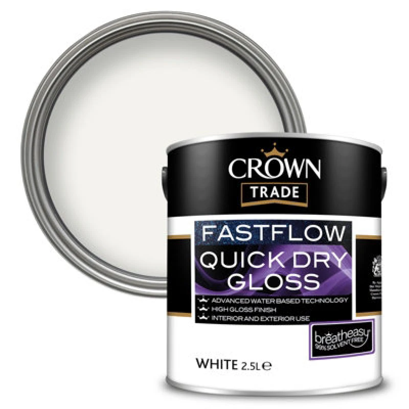 Image of Crown Trade Fastflow Quick Drying Gloss White 2.5L